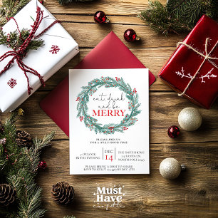 Cartes Pour Fêtes Annuelles Mangez, buvez et soyez joyeux Noël fête Potluck
