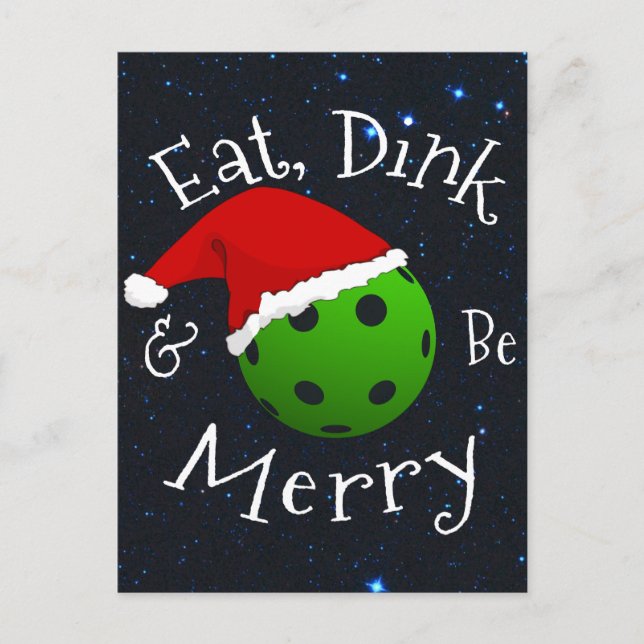 Cartes Pour Fêtes Annuelles Mangez Dink et Joyeux Noël Pickleball (Devant)