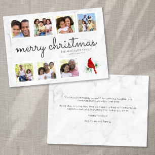 Cartes Pour Fêtes Annuelles Marbre Cardinal Script Photo Collage Noël