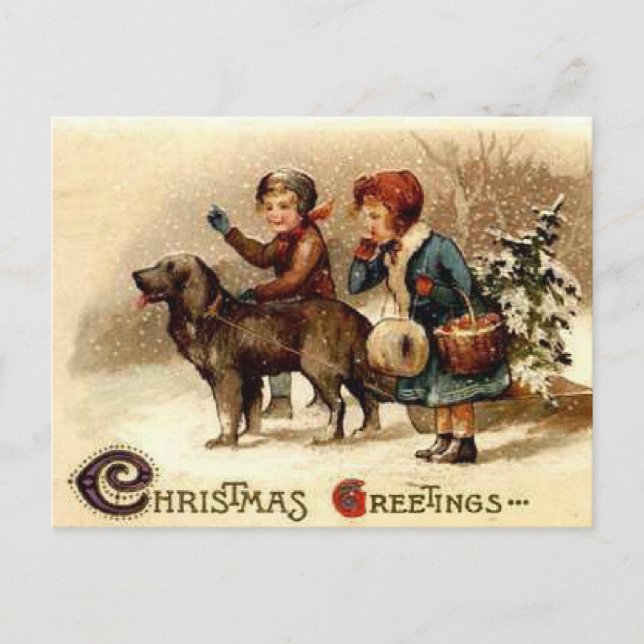 Cartes Pour Fêtes Annuelles Marche de Noël avec le chien (Devant)