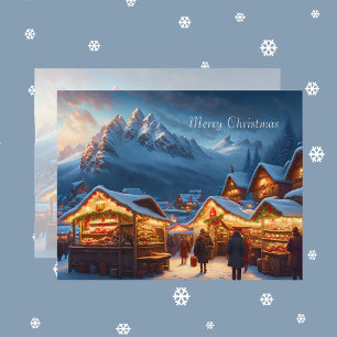 Cartes Pour Fêtes Annuelles Marché de Noël en montagne - sur mesure