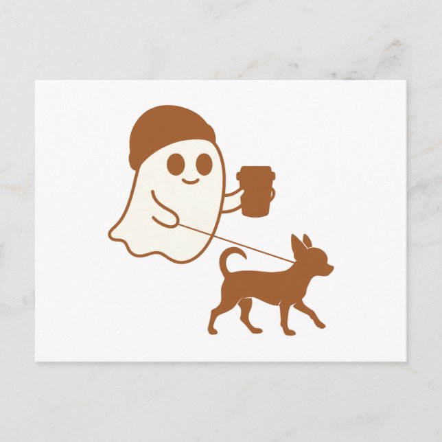 Cartes Pour Fêtes Annuelles Marche du fantôme mignon Chihuahua (Devant)