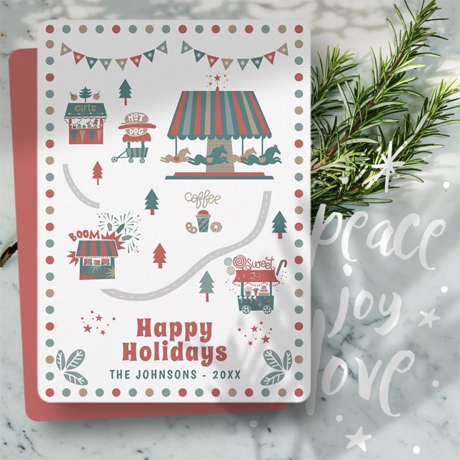 Cartes Pour Fêtes Annuelles Marché Whimsical moderne de Noël Carnaval (Créateur téléchargé)