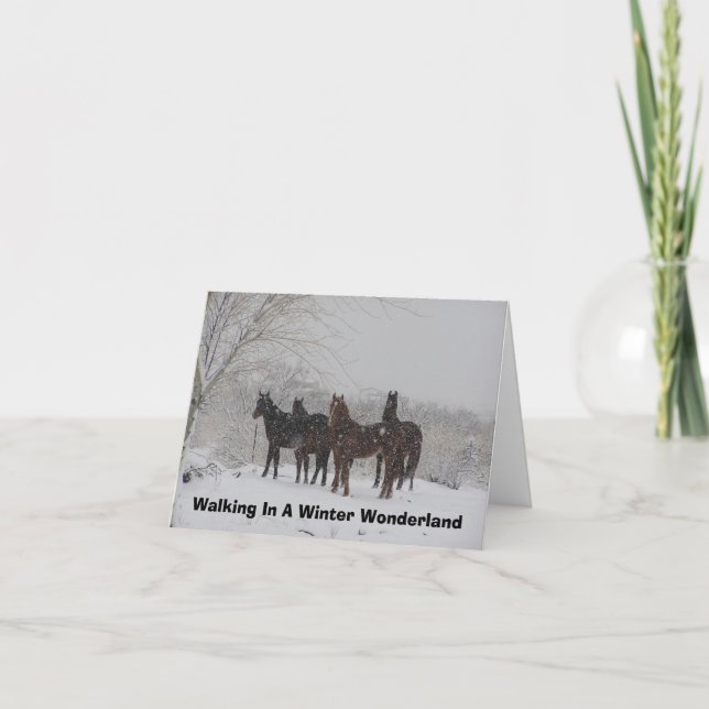 Cartes Pour Fêtes Annuelles Marcher Dans Un Pays Merveilleux D'Hiver (Devant)