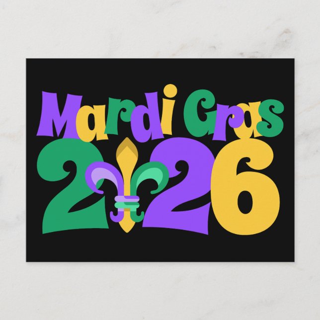 Cartes Pour Fêtes Annuelles Mardi Gras 2026 fleur-de-lis (Devant)