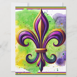Cartes Pour Fêtes Annuelles Mardi Gras Fleur de lis coloré