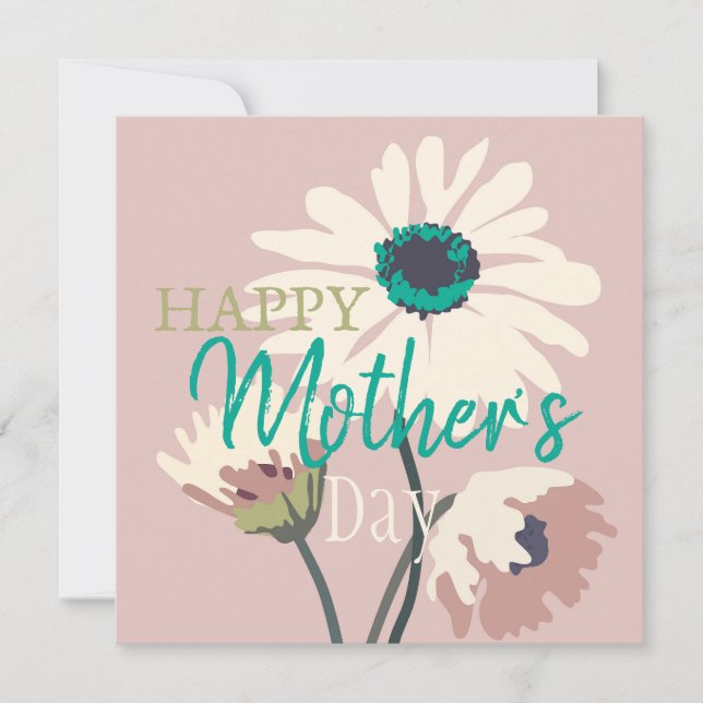 Cartes Pour Fêtes Annuelles Marguerites Blanches Fleurs Modernes Fête des Mère (Devant)