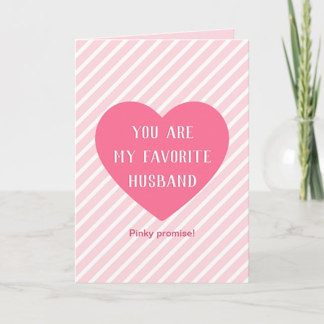 Cartes Pour Fêtes Annuelles Mari favori Citation drôle Coeur rose Valentine (Devant)