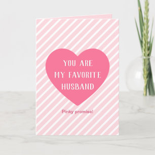 Cartes Pour Fêtes Annuelles Mari favori Citation drôle Coeur rose Valentine