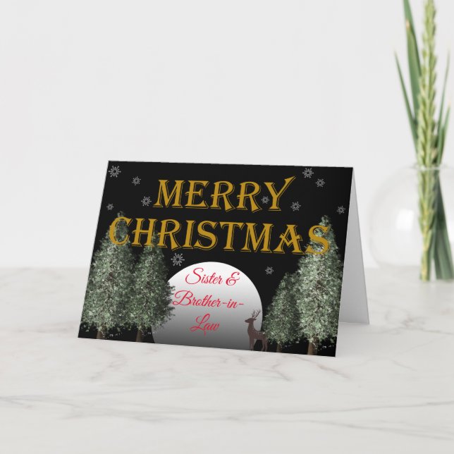 Cartes Pour Fêtes Annuelles Mari Soeur de Noël Moonlit Cerf traditionnel (Devant)