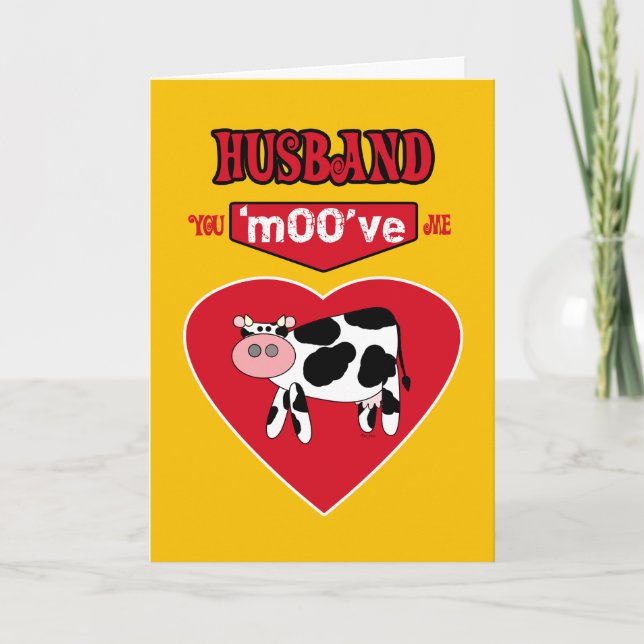 Cartes Pour Fêtes Annuelles Mari Valentine Campagne rurale Humour avec une vac (Devant)
