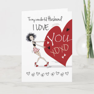 Cartes Pour Fêtes Annuelles Mari Valentine, fille excentrique tirant un immens