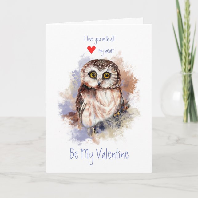 Cartes Pour Fêtes Annuelles Mari Valentine Love Heart Cute Owl Bird (Devant)