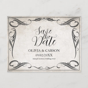 Cartes Pour Fêtes Annuelles Mariage Art Déco Noir Vintage Enregistrez la Date