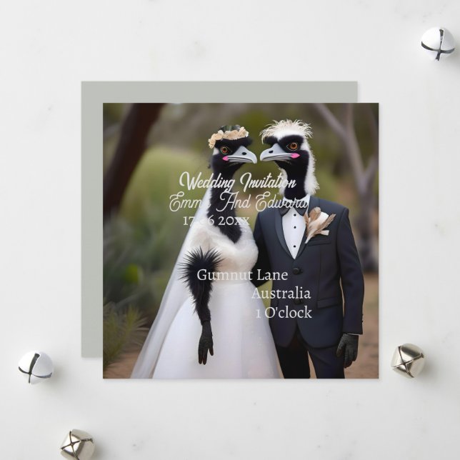 Cartes Pour Fêtes Annuelles Mariage australien australien Emus, Mariage (Devant/Arrière en situation)