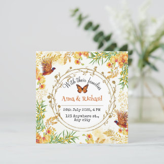 Cartes Pour Fêtes Annuelles Mariage blanc fleuri orange et jaune