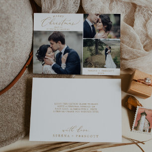 Cartes Pour Fêtes Annuelles Mariage de Noël en or Delicy Photo Merci Ho