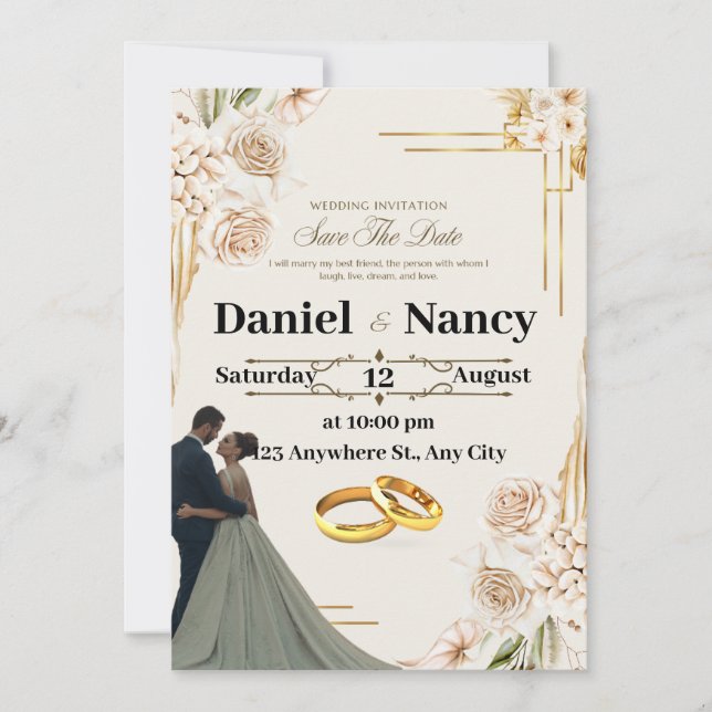 Cartes Pour Fêtes Annuelles Mariage d'invitation (Devant)