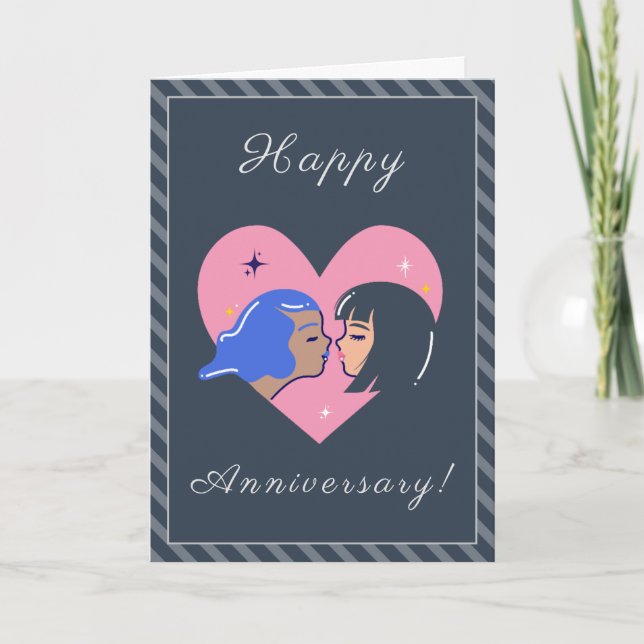 Cartes Pour Fêtes Annuelles Mariage gay lesbien couple Anniversaire LGBTQ Amou (Devant)