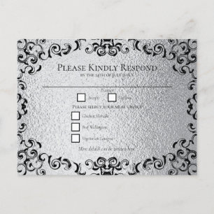 Cartes Pour Fêtes Annuelles Mariage gothique argenté et noir