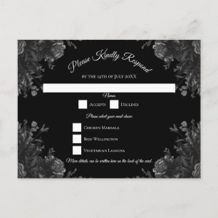 Cartes Pour Fêtes Annuelles Mariage gothique Rose noir Réponse RSVP