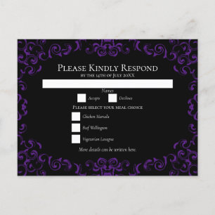 Cartes Pour Fêtes Annuelles Mariage gothique violet et noir