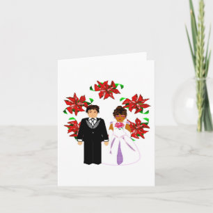 Cartes Pour Fêtes Annuelles Mariage Interracial de Noël Couple avec couronne