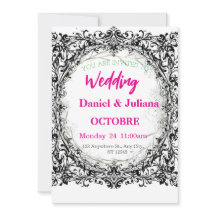 mariage, invitation, floral, rose, élégant, romant