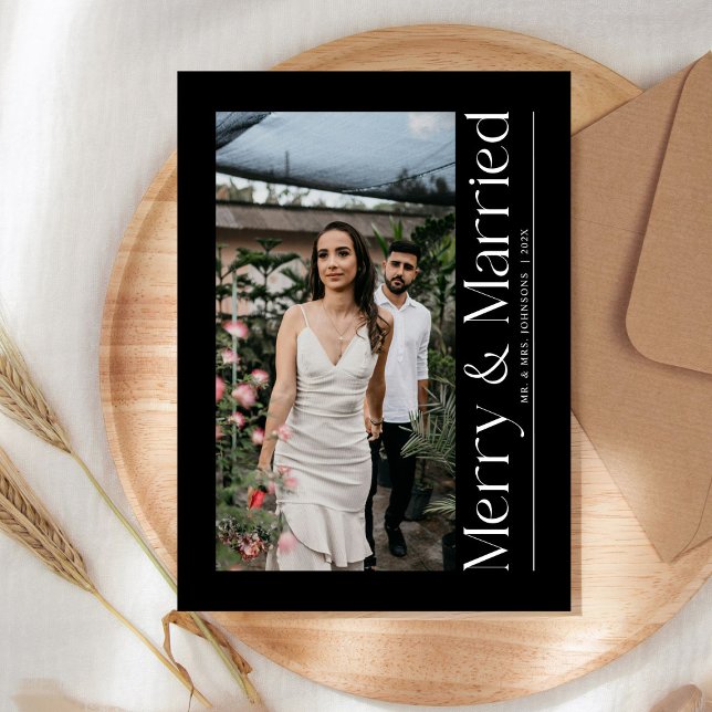 Cartes Pour Fêtes Annuelles Mariage minimal et mariage de Noël Photo Nouveaux  (Créateur téléchargé)