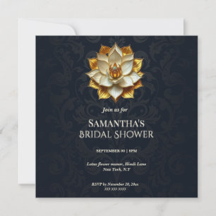 Cartes Pour Fêtes Annuelles Mariage Navy Blue Gold Damassé Cérémonie de Fiança