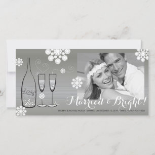 Cartes Pour Fêtes Annuelles Mariage Photo Champagne En Argent Marié Et Lumineu