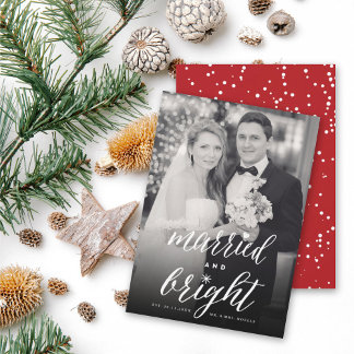 Cartes Pour Fêtes Annuelles Mariage Photo De Typographie À La Mode Mariée Et L