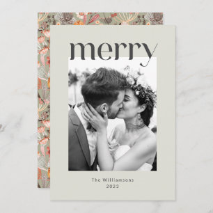 Cartes Pour Fêtes Annuelles Mariage photo Rustique Sage Taupe Floral Boho