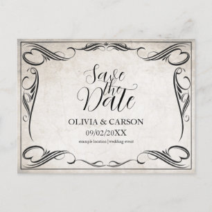 Cartes Pour Fêtes Annuelles Mariage vintage Art déco noir Enregistrer la date