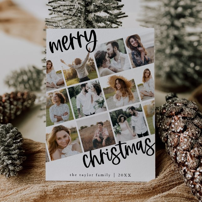 Cartes Pour Fêtes Annuelles MARIAH Black Fun Family Multi Photo Noël (MARIAH Black Fun Family Multi Photo Christmas Holiday Card)