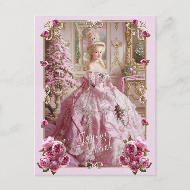 Cartes Pour Fêtes Annuelles Marie Antoinette pink tree Roses Christmas  (Devant)
