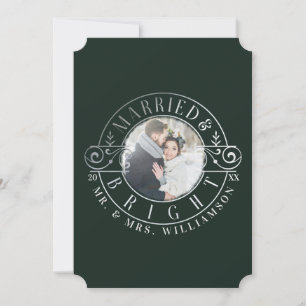 Cartes Pour Fêtes Annuelles Marié et brillant Mr & Mrs Foliage & Crest Photo
