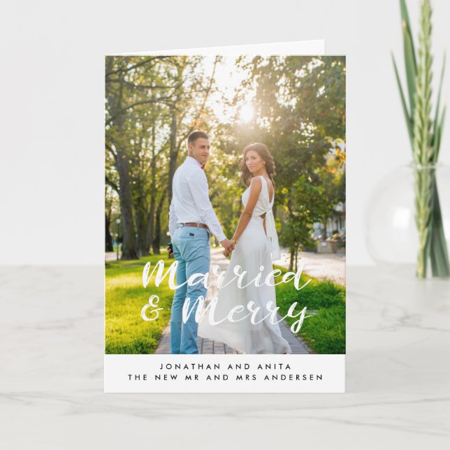 Cartes Pour Fêtes Annuelles Marié et Joyeux mariage manuscrit (Devant)