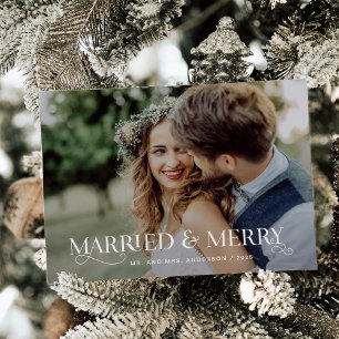 Cartes Pour Fêtes Annuelles Marié et Joyeux   Texte et photos uniques