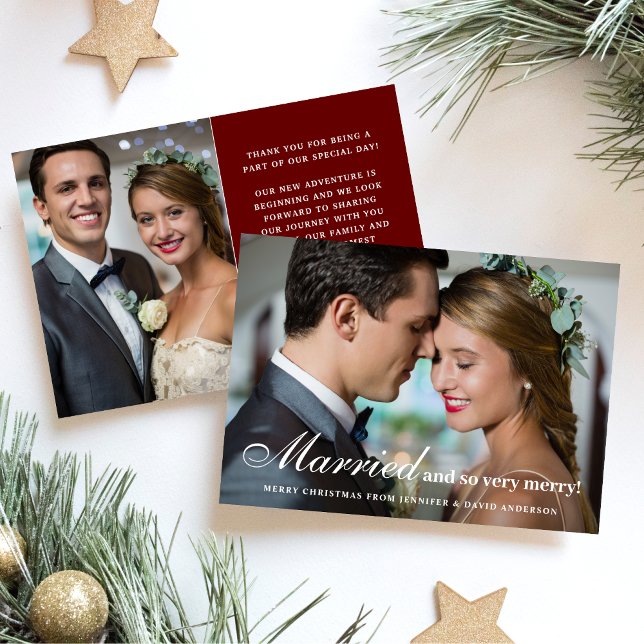 Cartes Pour Fêtes Annuelles Marié et si Joyeux Newlyly 2 Photo Noël (Créateur téléchargé)