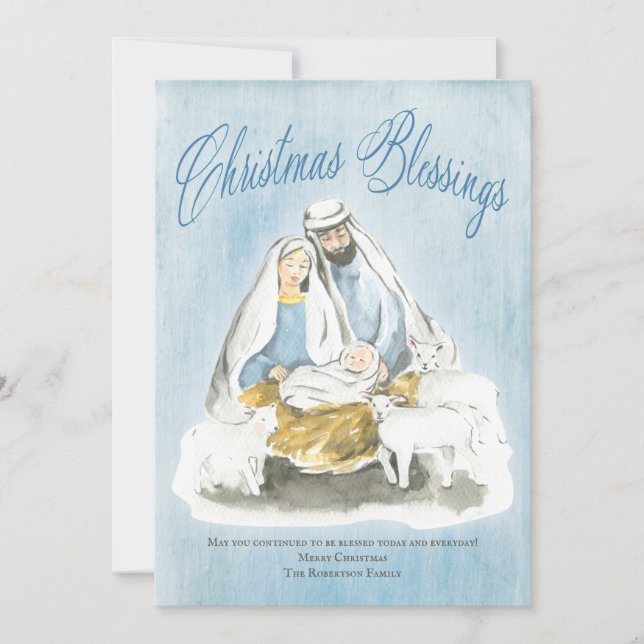Cartes Pour Fêtes Annuelles Marie Joseph Jésus Chrétien Bénédictions Noël (Devant)
