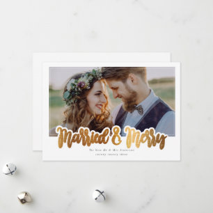 Cartes Pour Fêtes Annuelles Marié & Joyeux Mariage Photo Foil