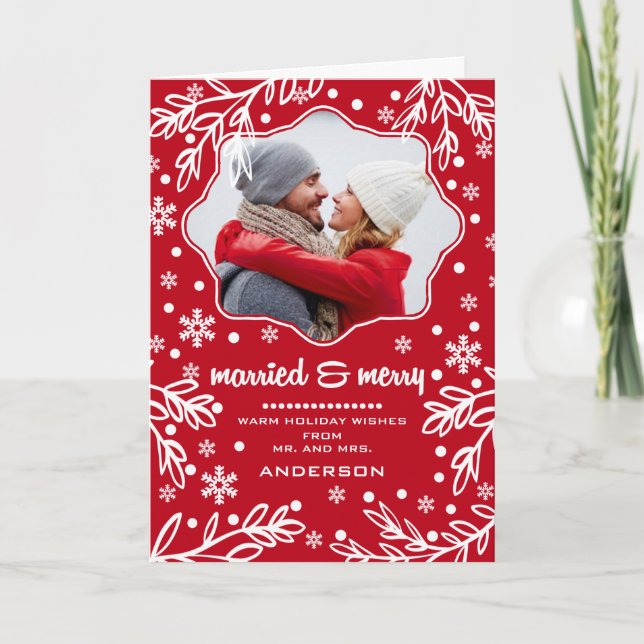 Cartes Pour Fêtes Annuelles Marié & Joyeux. Noël photo personnalisée (Devant)
