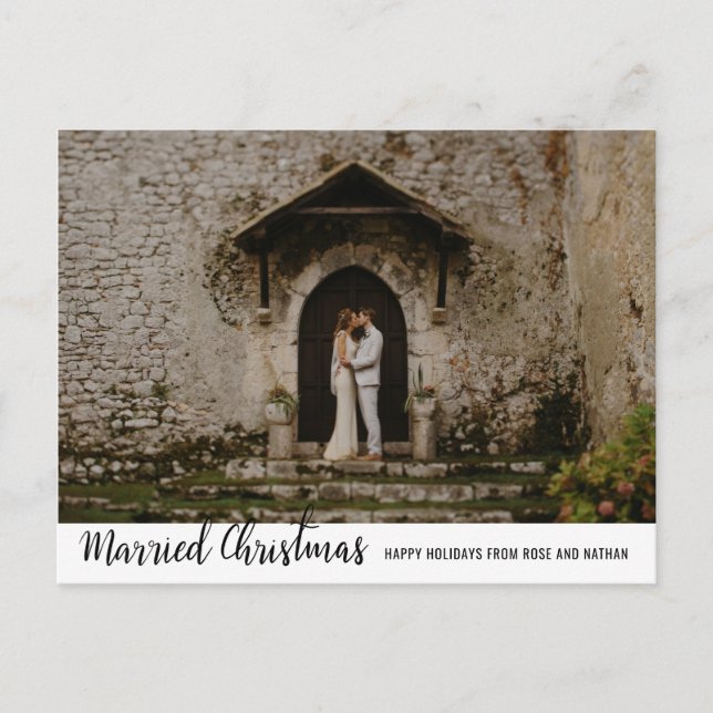 Cartes Pour Fêtes Annuelles Marié Noël manuscrit de vacances Couple photo (Devant)