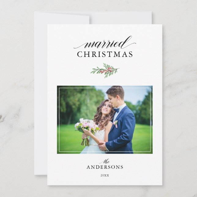 Cartes Pour Fêtes Annuelles Marié Noël Nouveau marié 2 Photos Noël (Devant)