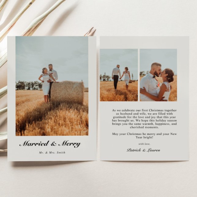 Cartes Pour Fêtes Annuelles Marié Noël Nouvelle mariée Script Typographie (Créateur téléchargé)