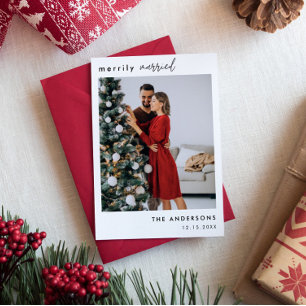 Cartes Pour Fêtes Annuelles Marié par erreur   Photo minimaliste moderne en co