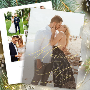 Cartes Pour Fêtes Annuelles Mariés et joyeux multi photo mariage