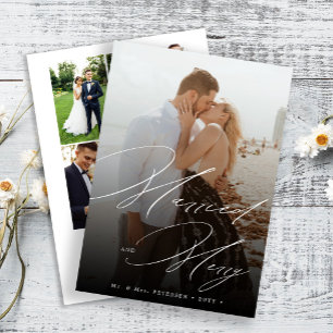 Cartes Pour Fêtes Annuelles Mariés et joyeux multi photo mariage