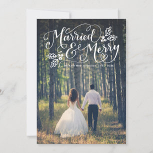 Cartes Pour Fêtes Annuelles Mariés et Typographie Joyeuse Photo de vacances Me
